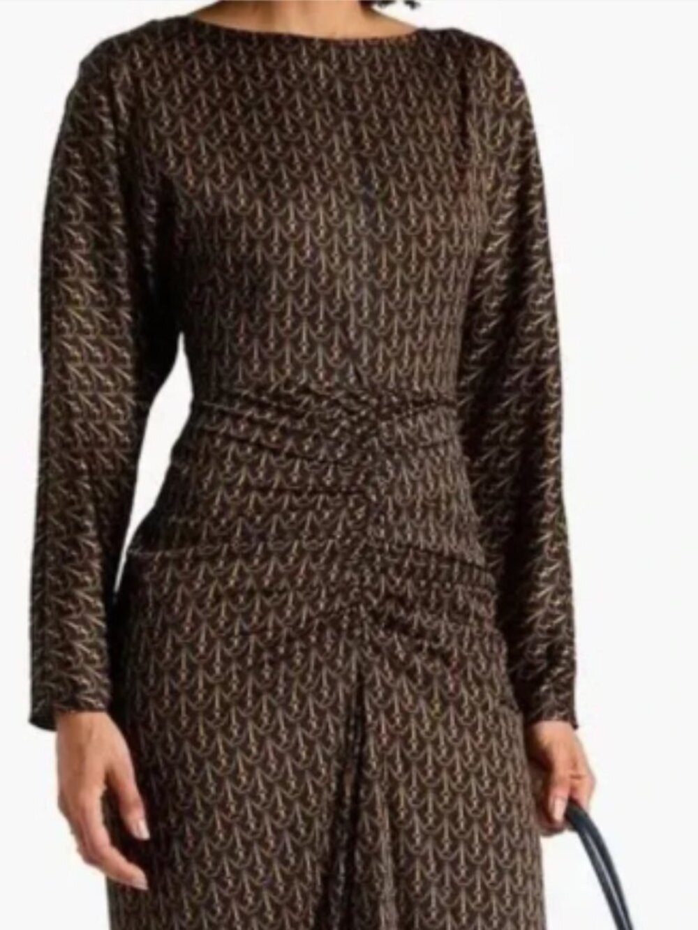 NWT Veronica Beard Sabri Ruched Navy Print Midi Dress Size 4